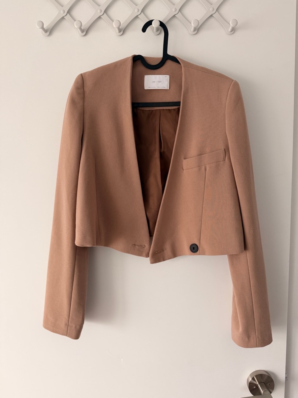 OAK + FORT Cropped Taupe Blazer